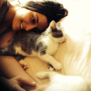 My daughters with cats